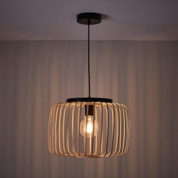 Suspension 1x e27 métal noir/naturel   d.38 cm|Sanifer