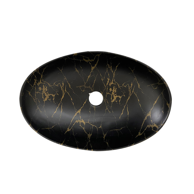 Vasque ZL-8158 matt black marble 580x400x140 mm - Sanifer