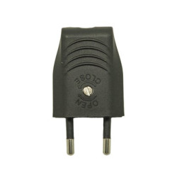 Fiche électrique mâle 2 pôles, connexion en haut, 6 A, noir|Sanifer