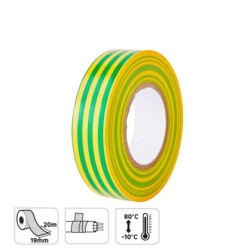 Ruban adhésif  L.20 m x l.19 mm jaune / vert - Sanifer