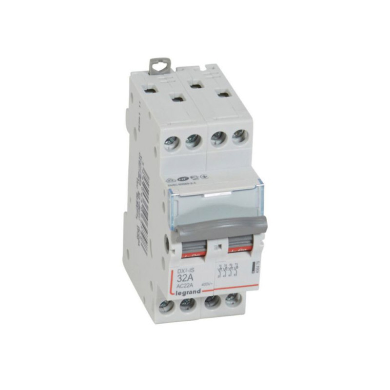 Interrupteur sectionneur DX3-IS 4 pôles 32 A manette grise - Sanifer