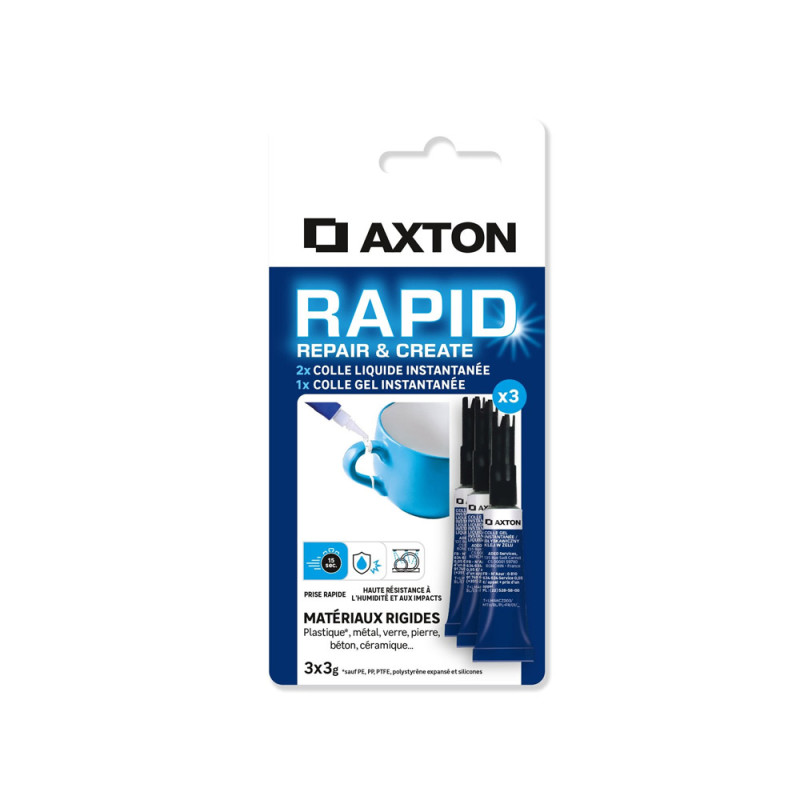 Colle réparation Axton rapide 2L + 1G – 3 g - Sanifer
