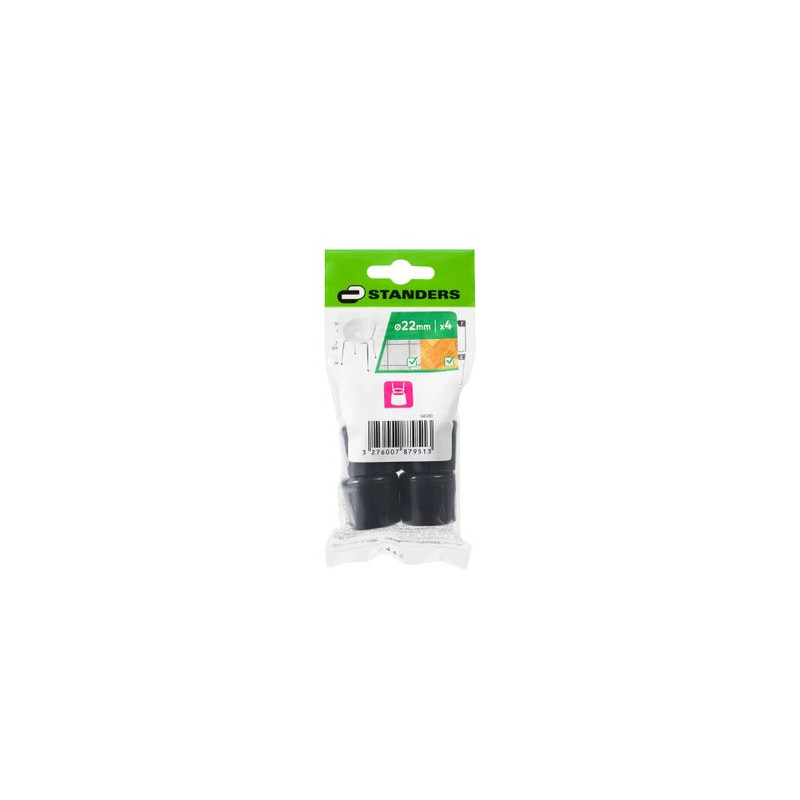 Embout enveloppant noir D22 mm (lot de 4) - Sanifer