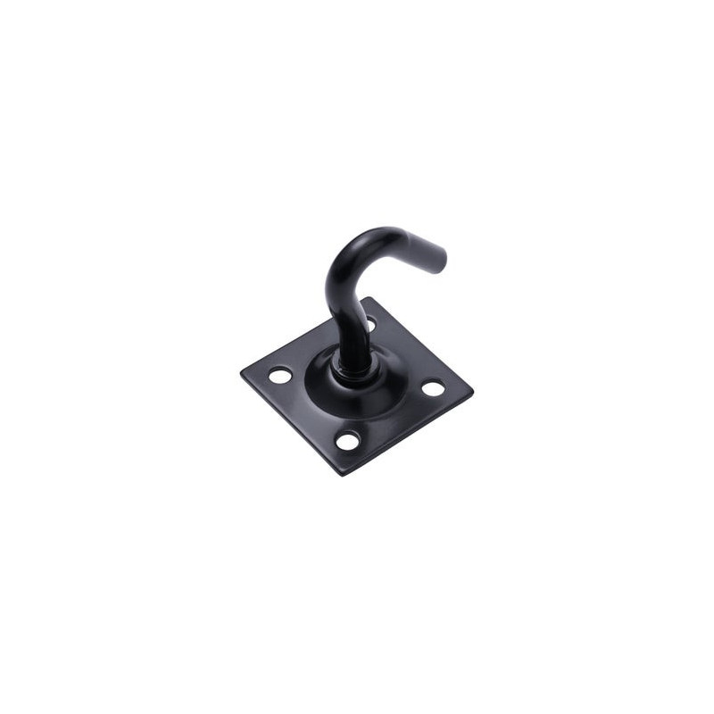 Crochet fixe avec platine acier D 8 mm 45x45mm noir  - Sanifer