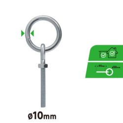 Anneau boulon acier zingué Ø 50mm 10x90 mm - Sanifer