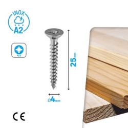 Vis agglomérés TFPZ inox A2 4x25mm (lot de 25) - Sanifer