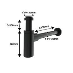 Siphon découpable Ø 32mm noir - Sanifer