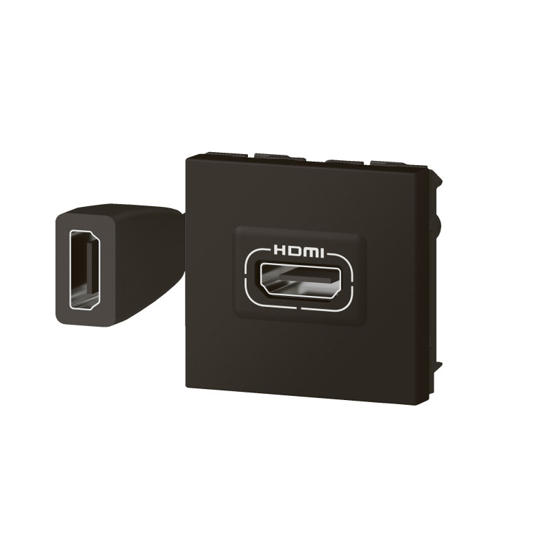 Prise HDMI type A version 2.0 Préconnectorisée  Mosaic 2 modules noir mat