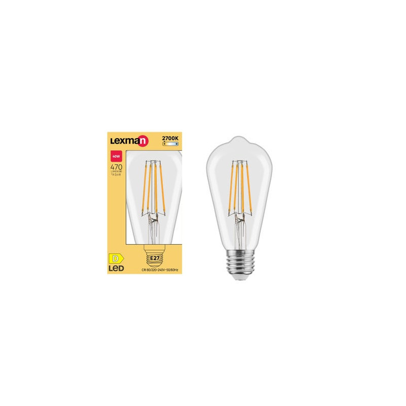 Ampoule LED Edison verre e27 3,4w 470lm claire 2700k  - Sanifer