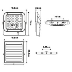 Projecteur Solaire extérieur  Twice Noir - Sanifer