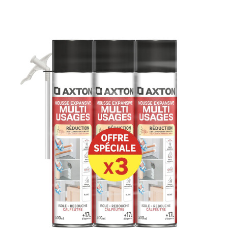 Lot de 3 mousses expansives Multi-usages AXTON blanc 500ml - Sanifer