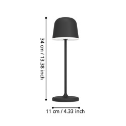 Lampe de table 11x34cm extérieure MANNERA noir - Sanifer