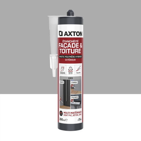 Mastic étanchéité façade/toiture polymère hybride AXTON gris c. 280ml - Sanifer
