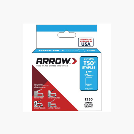 Agrafes Arrow T50-12mm  x1250 | Sanifer