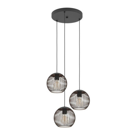 Suspension rond ALMANZORA 3XE27  noir et cuivre - Sanifer