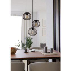 Suspension rond ALMANZORA 3XE27  noir et cuivre - Sanifer