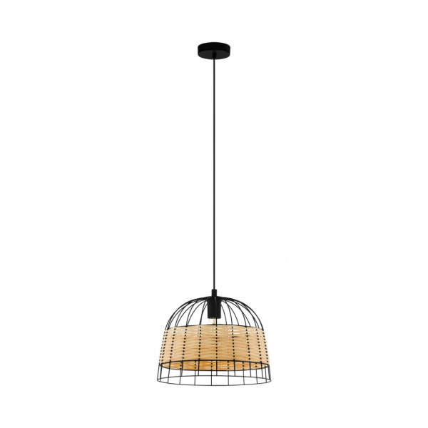 Suspension ANWICK 1XE27 D370  noir et naturel |Sanifer