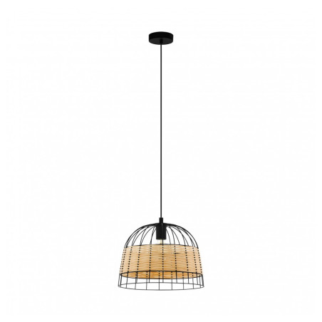 Suspension ANWICK 1XE27 D370  noir et naturel |Sanifer