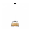Suspension ANWICK 1XE27 D370  noir et naturel |Sanifer