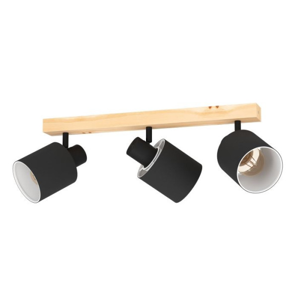 Suspension BATALLAS 3 lumières  E27 bois et noir | Sanifer