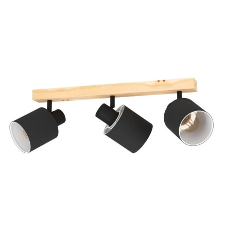 Suspension BATALLAS 3 lumières  E27 bois et noir | Sanifer