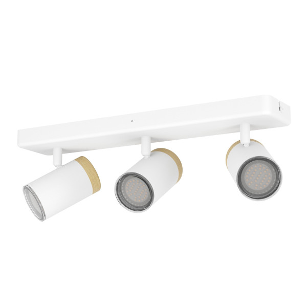 Suspension CONSUMA barre  3XGU10 blanc et bois - Sanifer