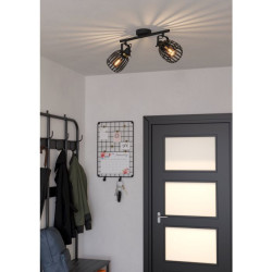 Suspension 2 lumière GIRONA  E27 noir et laiton brossé - Sanifer