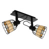 Suspension 2 lumières ANWICK  E27 noir et rotin - Sanifer