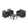 Salon bas de jardin Emma en polypropylène noir, 4 personnes|Sanifer