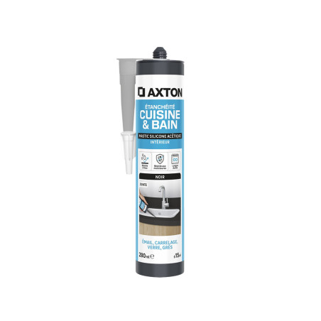 Mastic silicone cuisine/bain noir AXTON cartouche 280 ml|Sanifer