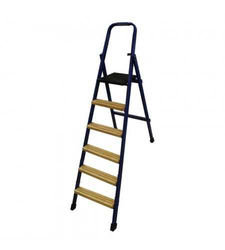 Escabeau 6 marches en bois ? structure en fer