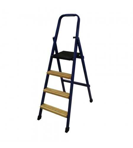 Escabeau 4 marches fer-bois