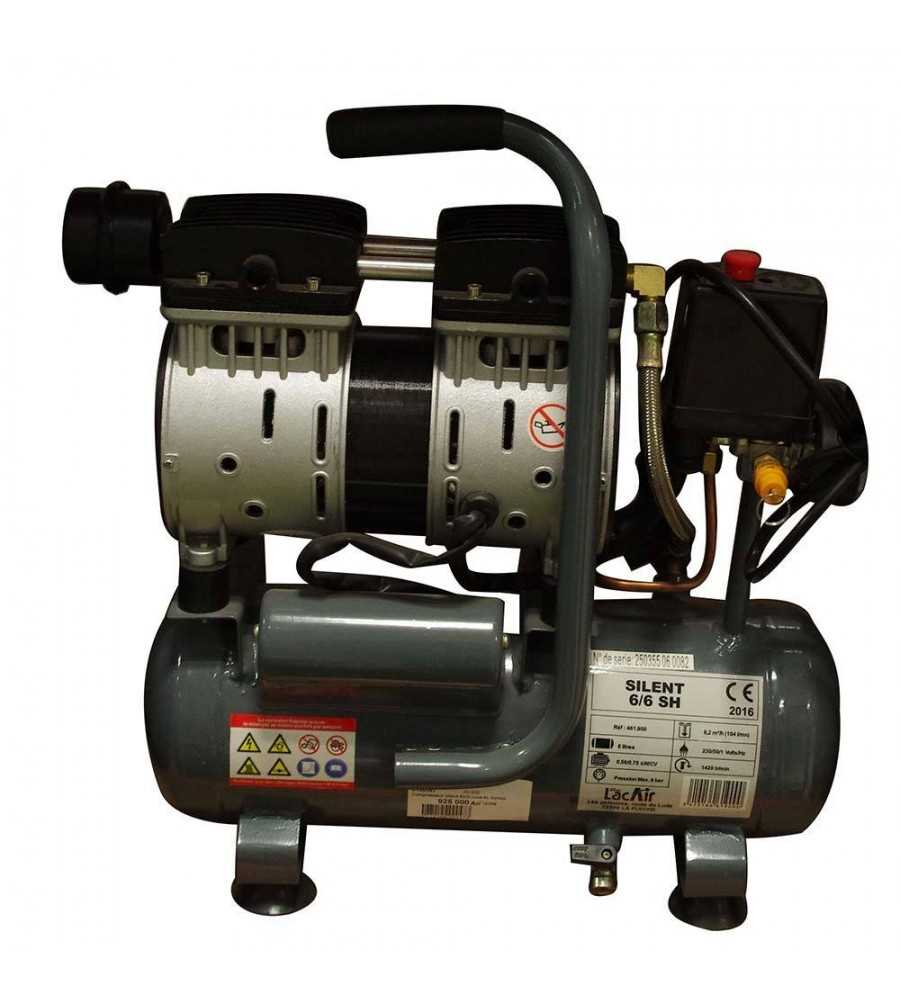 Compresseur silent 6m3 cuve 6L horizontal