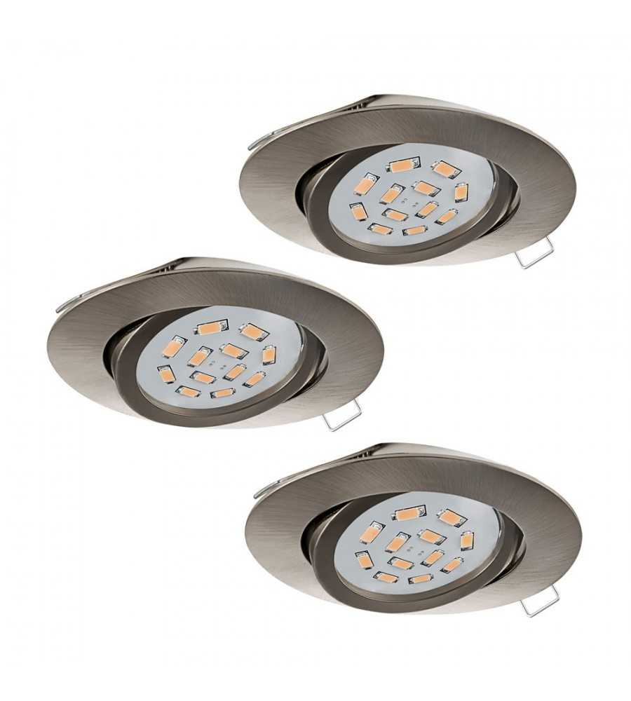 Spot plafonnier encastrable Tedo nickel Led GU10 5W - Lot de 3