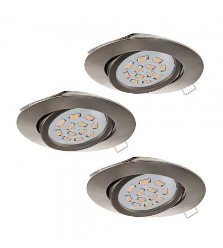 Spot plafonnier encastrable Tedo nickel Led GU10 5W - Lot de 3