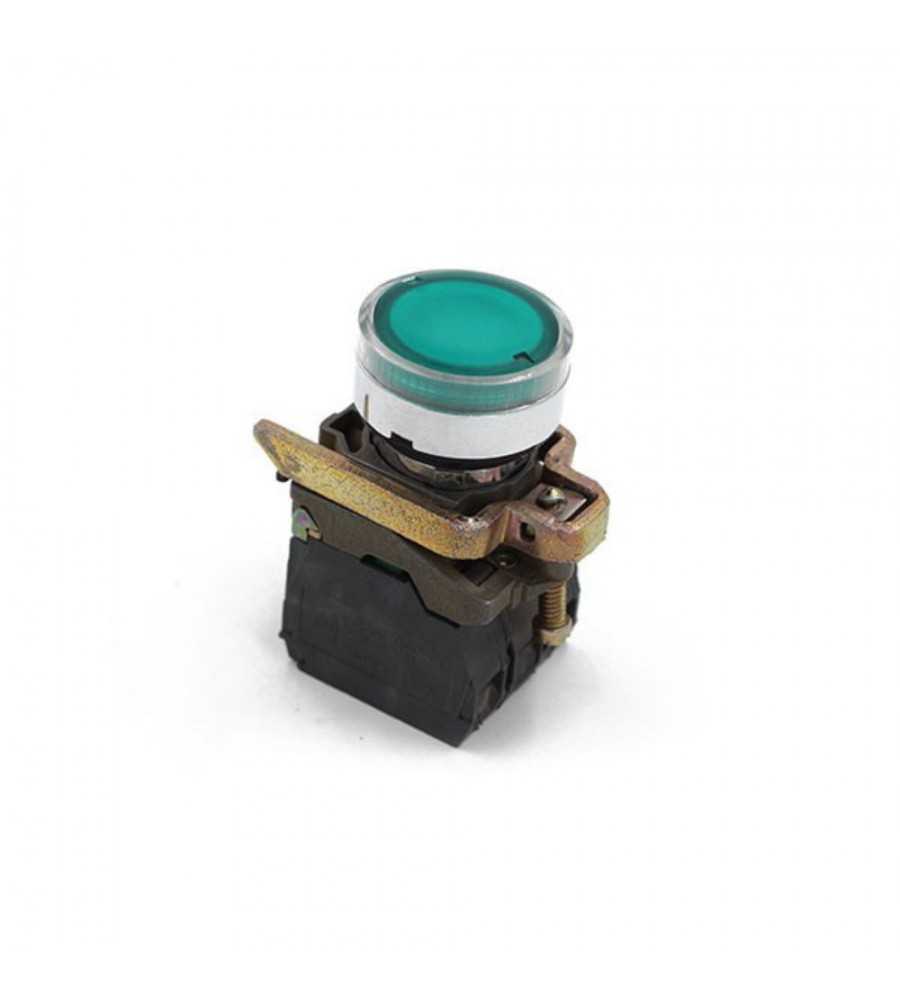 Bouton poussoiraffleurant vert (lumin.)