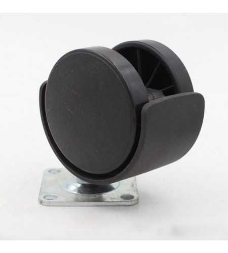 Roulette double galet noir 50 mm