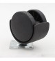 Roulette double galet noir 50 mm