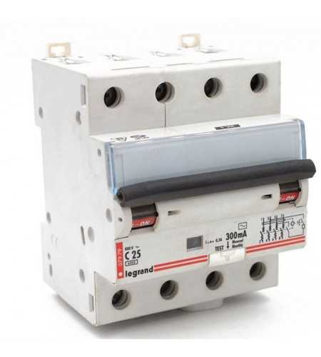 Disjoncteur différentiel monobloc DX³6000 10kA 4Pôles 25A-300mA