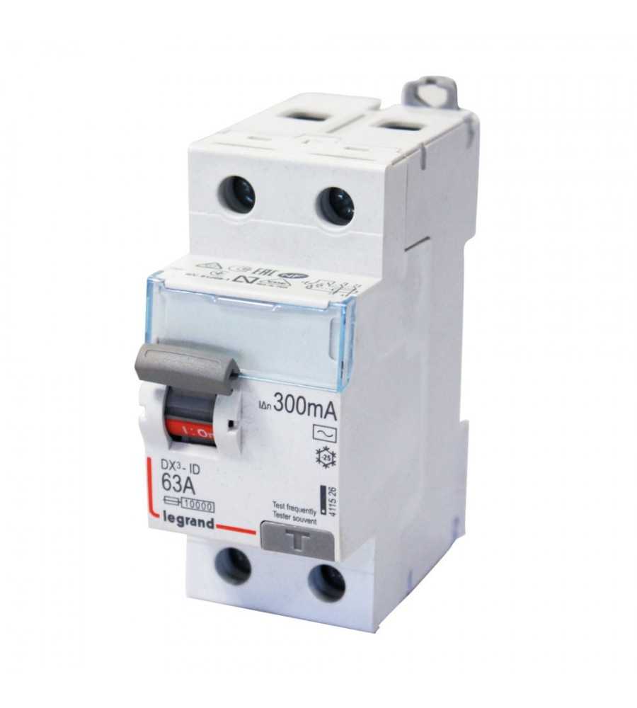 Interrupteur différentiel 63A-300mA-2P (ex-08929)*