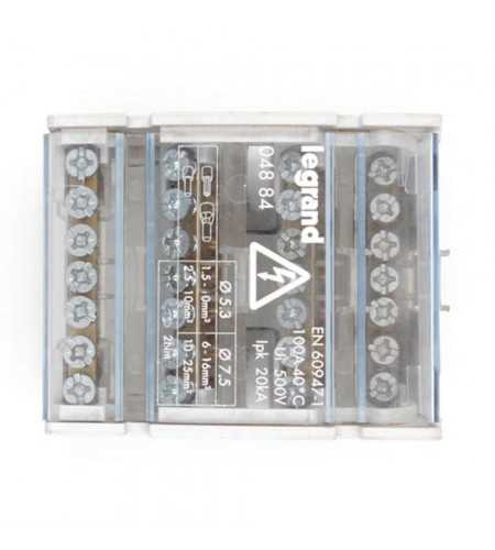 Répartiteur monobloc tétrapolaire à bornes 100 A