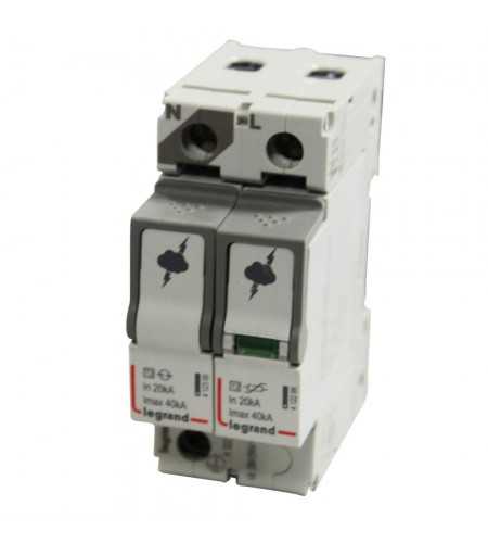 Parafoudre basse tension T2 40KA 2 modules 1P+N