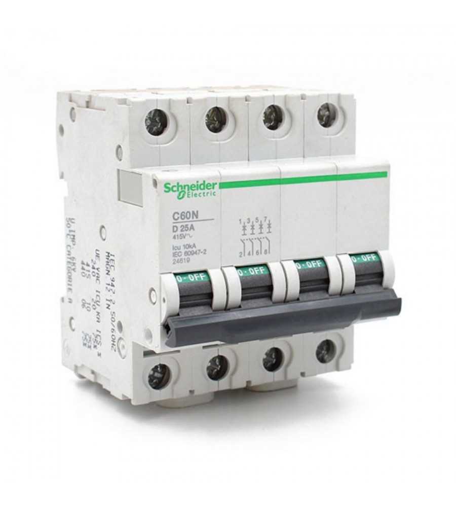 Disjoncteur C60N 4P 25A courbe D