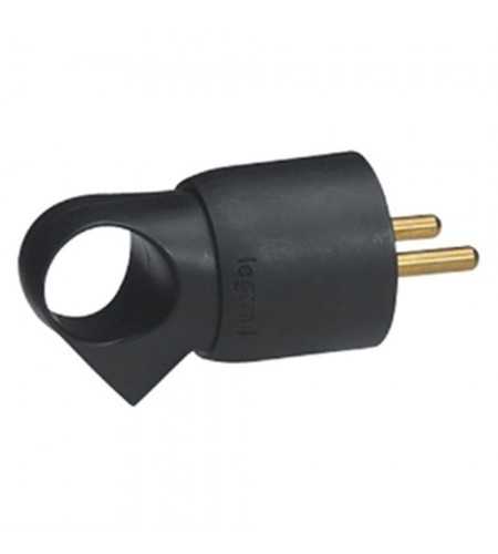 Fiche plastique 2P+T 10- 16A à anneau noire TBL