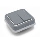 Ensemble interrupteur va-et-vient + support plaque Plexo gris étanche