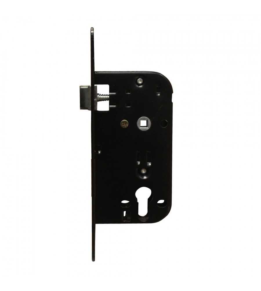 Serrure larder cylindre axe 50mm tétière noire