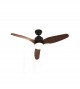 Ventilateur noir matte-bois 3pales led12w avec télécommande dim470