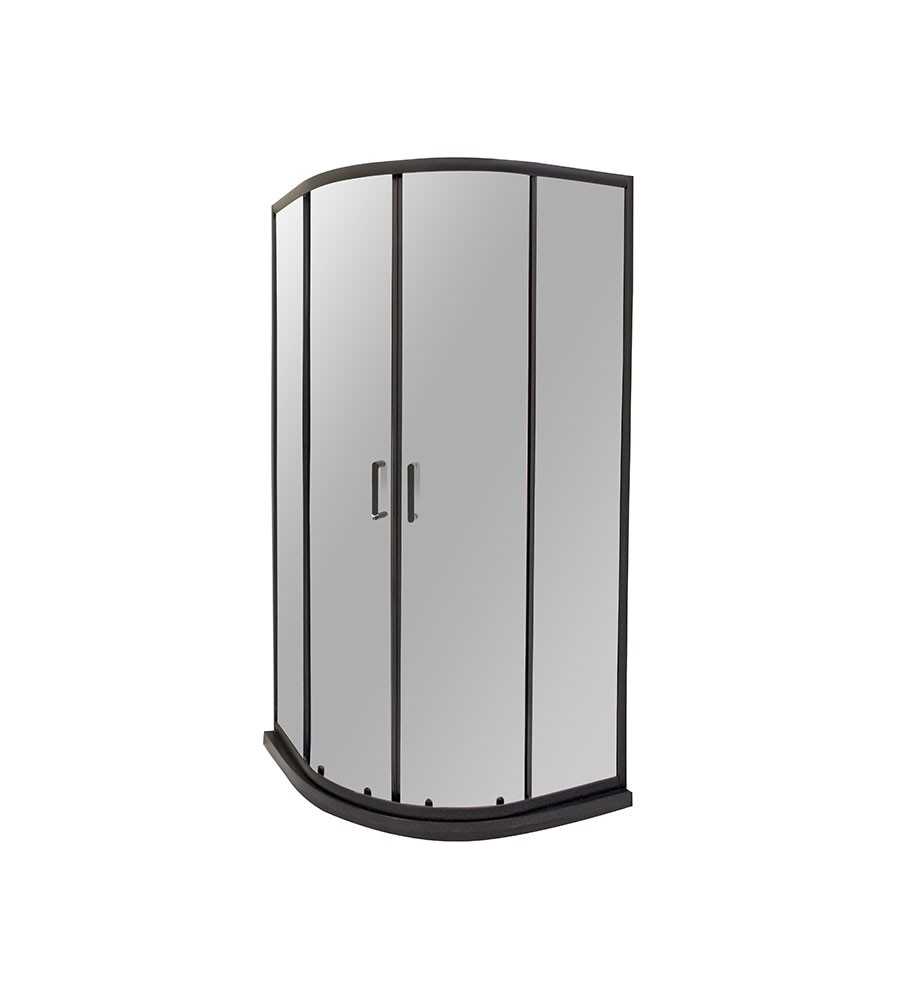 Cabine de douche arrondie SLD-D1021 90x90x195cm noir mat -  - meilleure qualité