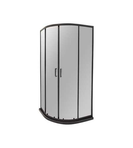 Cabine de douche arrondie SLD-D1021 90x90x195cm noir mat -  - meilleure qualité