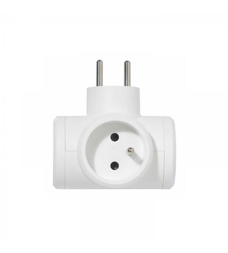 Fiche multiprise 3x2p+t fr laterale blanc